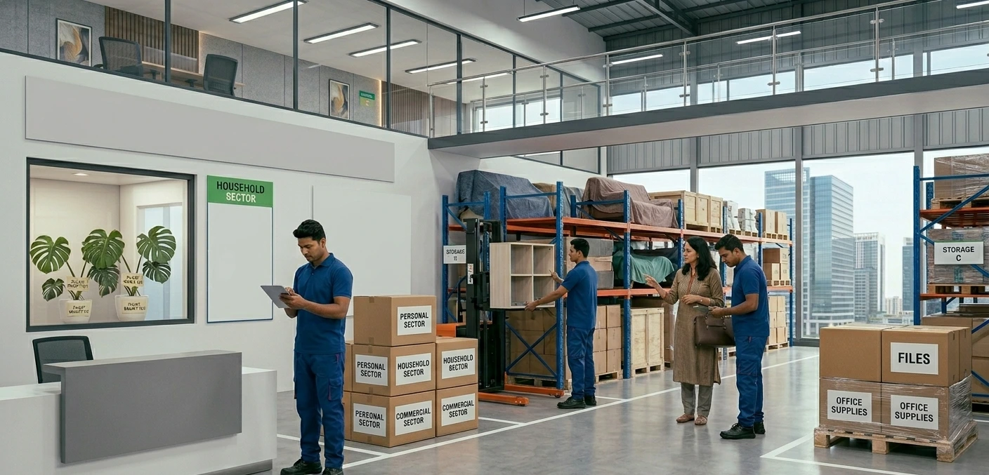 AR Packers & Movers corporate team carefully dismantling workstations before office relocation in Delhi NCR